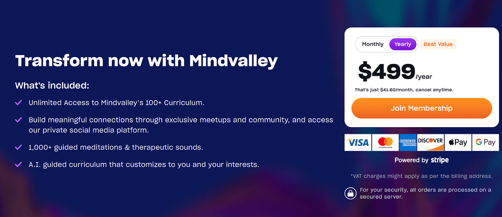 Mindvalley pricing plans