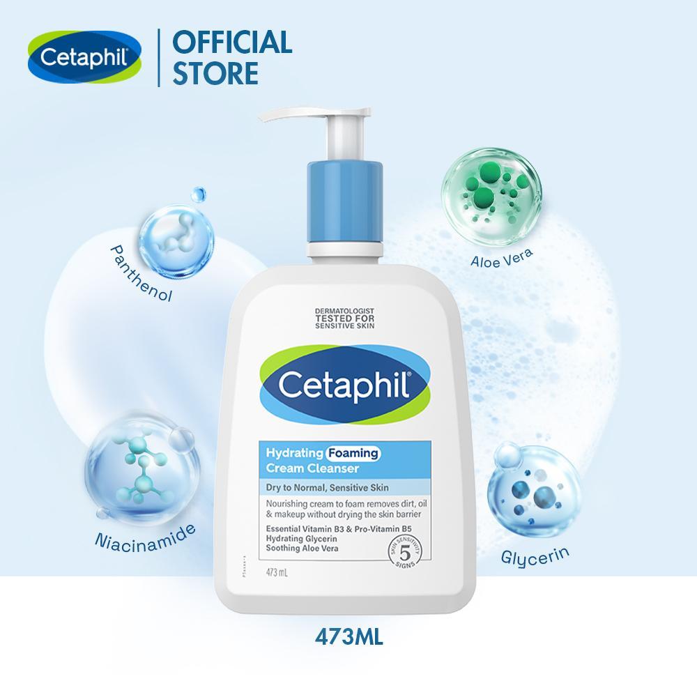 Sữa rửa mặt Cetaphil Hydrating Foaming Cream Cleanser với công thức đặc biệt không chứa xà phòng trong thành phần