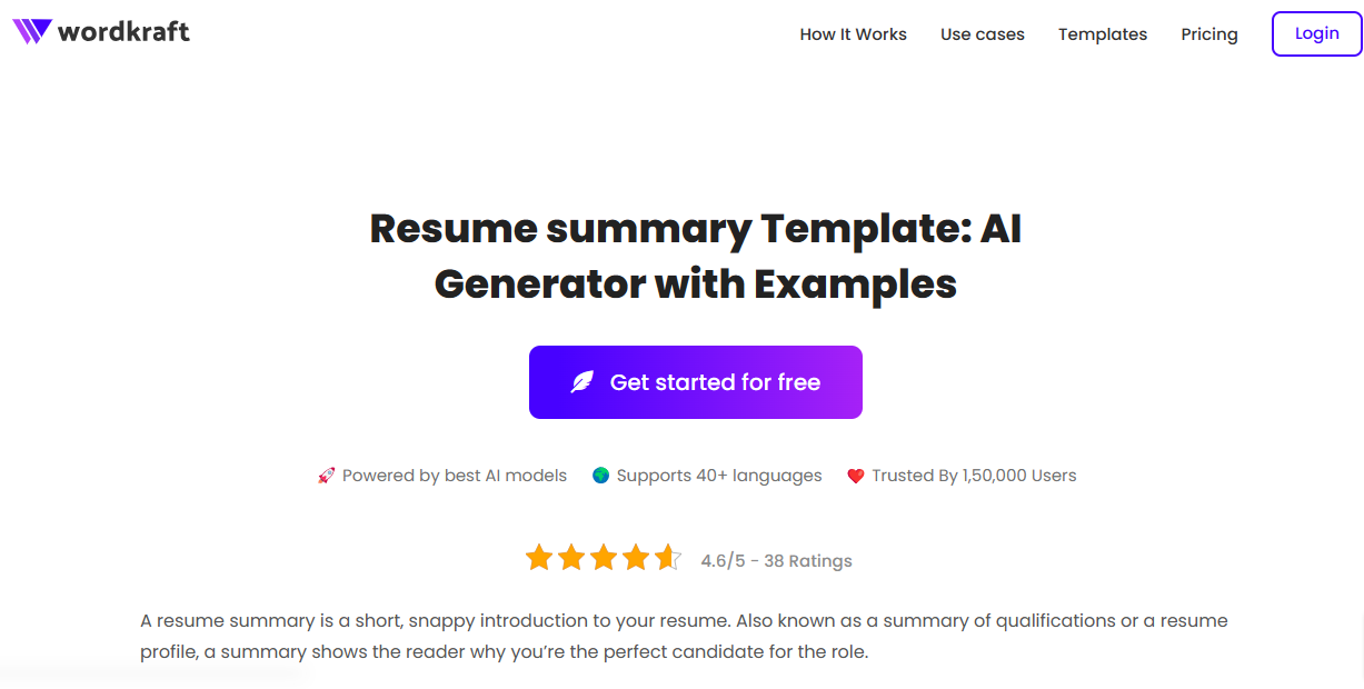 Wordkraft.ai Resume Summary Generator