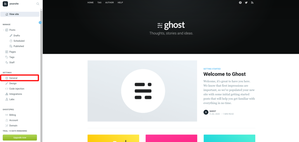 Step 3 to create a fashion blog on Ghost: