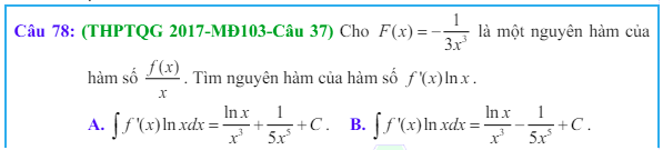 Công thức Nguyên hàm và bài tập từ đề thi có giải chi tiết