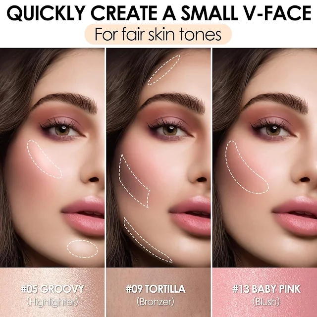 three girl faces contain makeup foundation