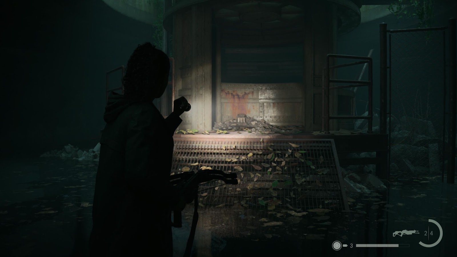 An in game screenshot of Saga from Alan Wake 2. 