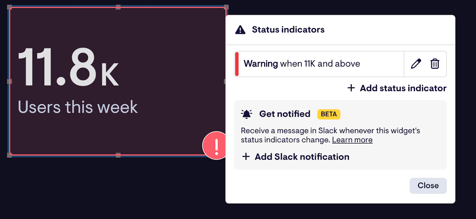 Status indicator UI