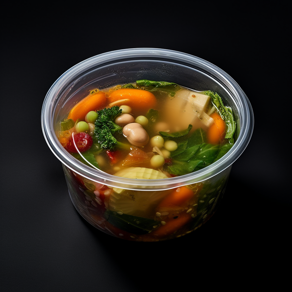 vegetable soup in a plastic container