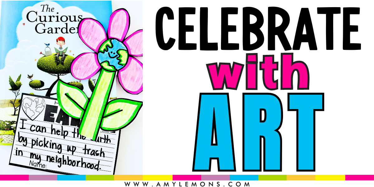 Earth Day art activity with flower drawing