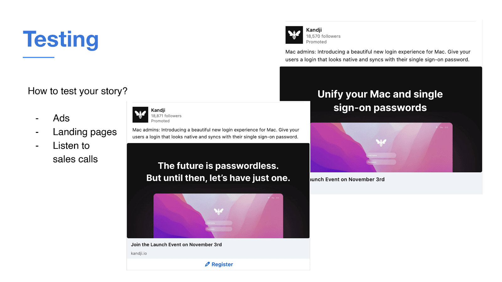 A/B test of LinkedIn ads