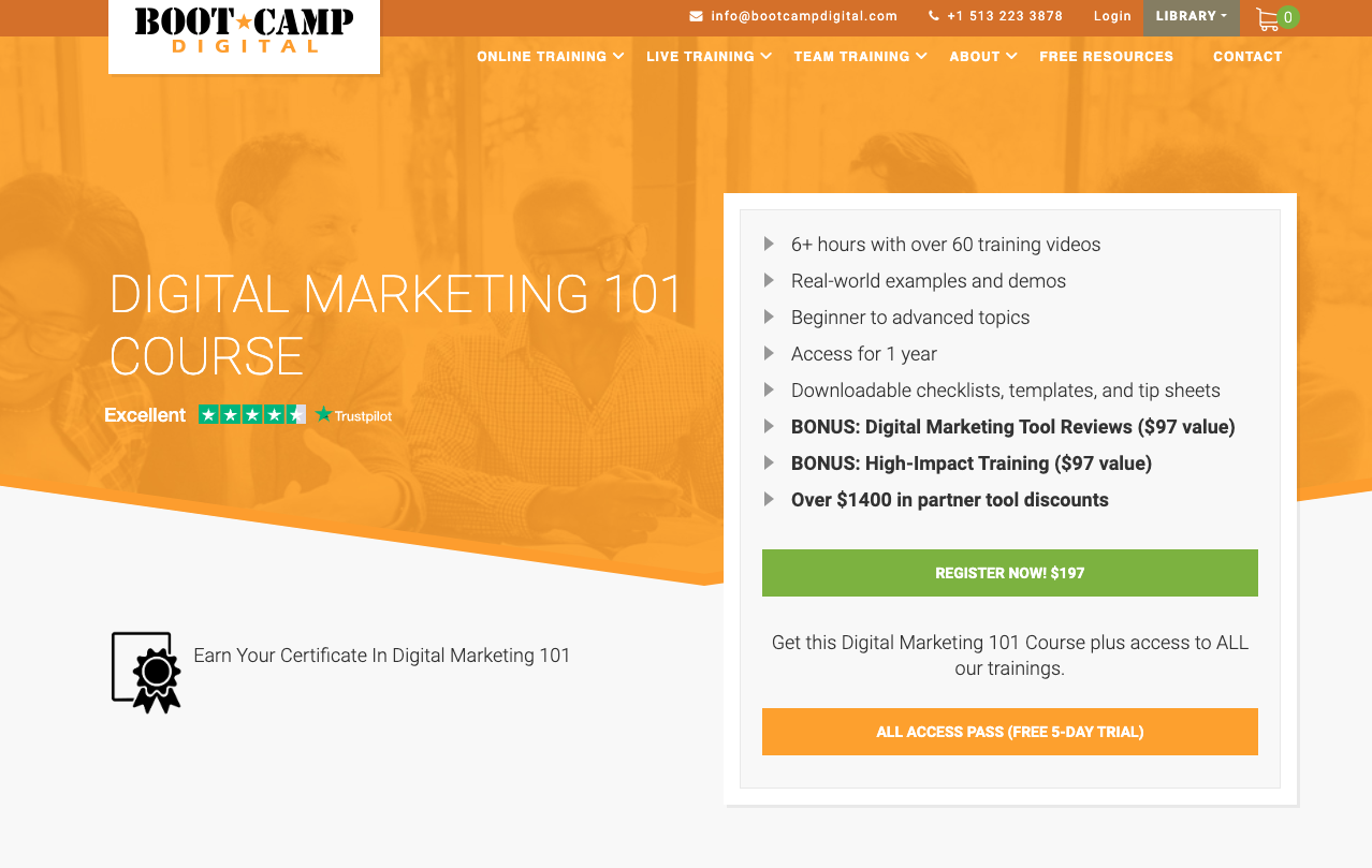 social media marketing course from boot camp institute screenshot