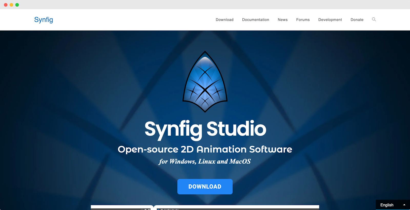 Synfig Studio landing page