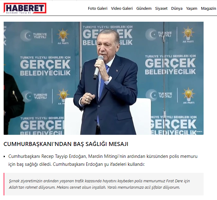 تعليق أردوغان على حادث السير في شرناق