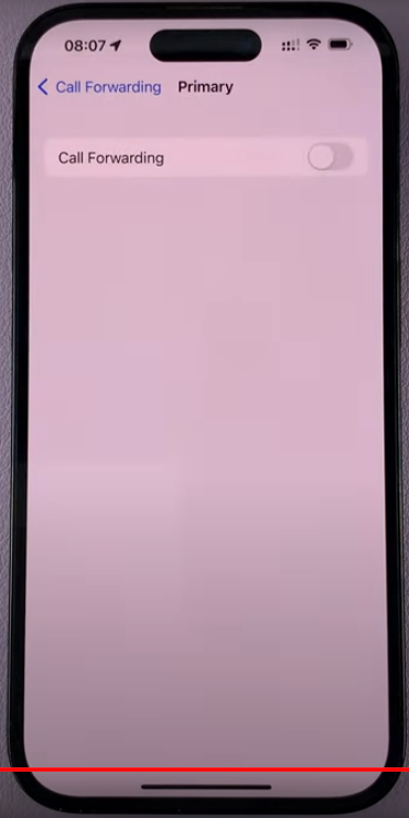 Disable the “Call Forwarding” option by clicking on the toggle.