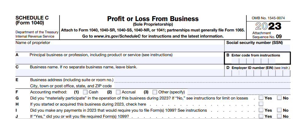 Schedule C Business Information Block: How to complete IRS Schedule C