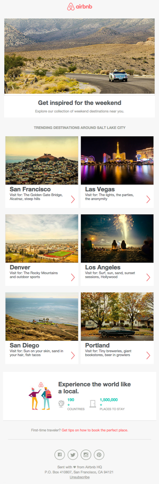 Airbnb email newsletter example
