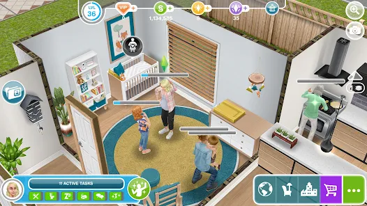 A screenshot of Sims Freeplay gameplay - holiday cozy gaming.