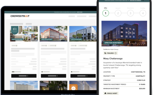CrowdStreet online portfolio of various real estate properties. 