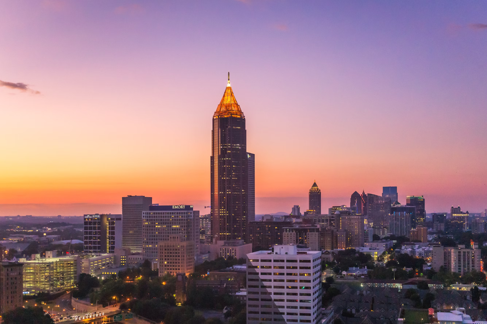 Skyline of Atlanta just after sunset.
