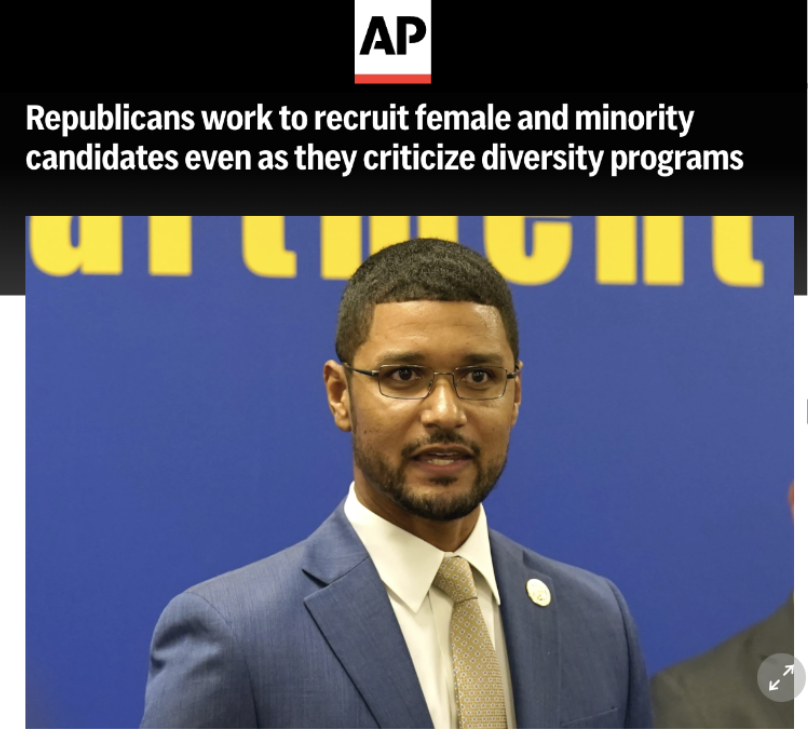 AP: "Republicans work to recruit female and minority candidates even as they criticize diversity programs"