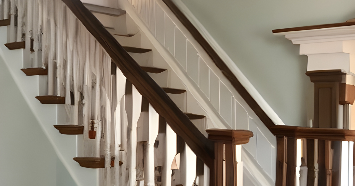 Brown wooden wainscoting stairs ideas