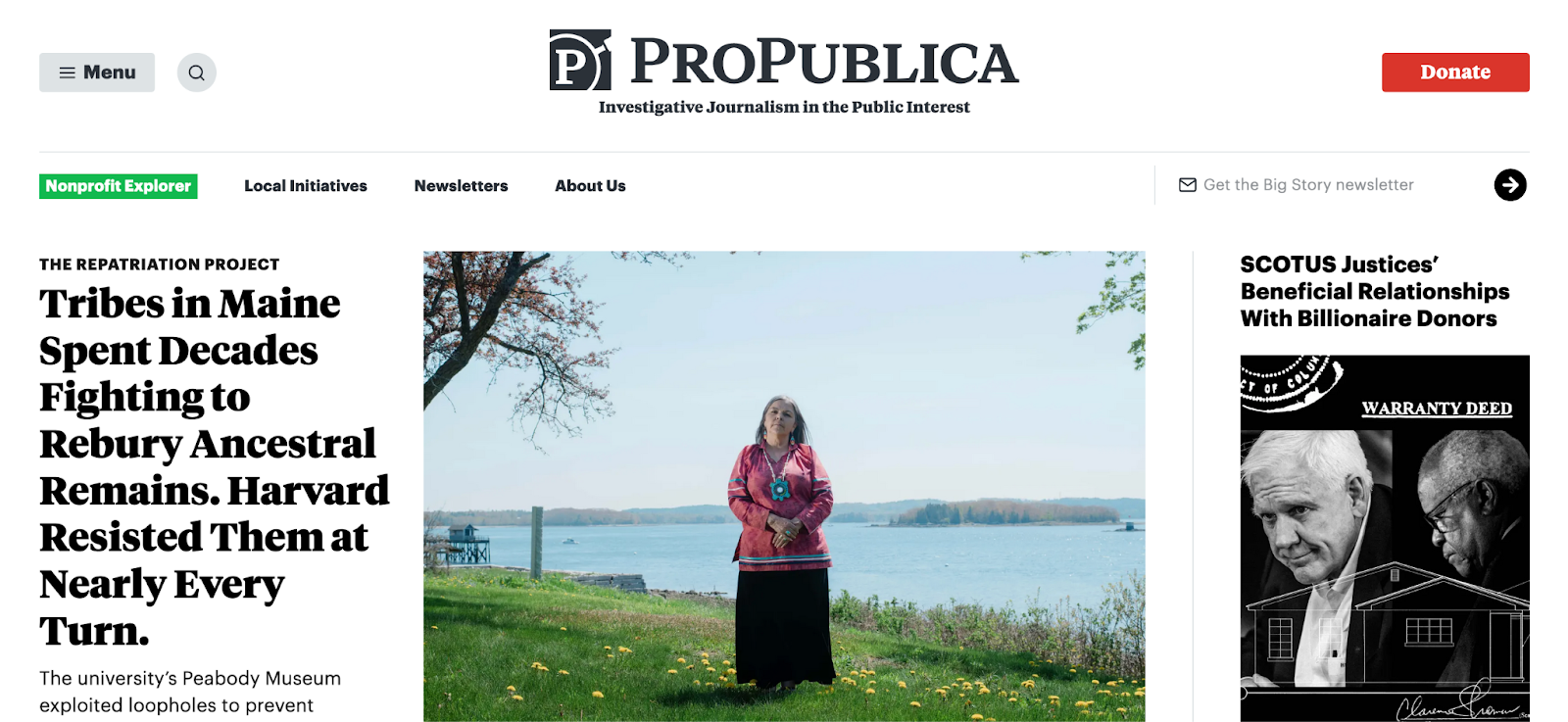 Screenshot of ProPublica news on the dark web