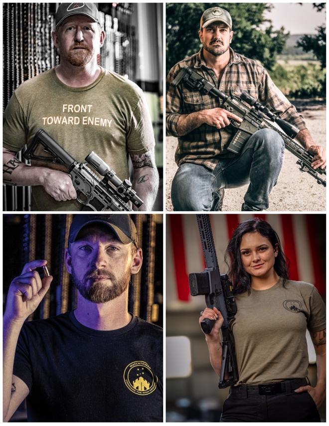 A collage of people holding guns

Description automatically generated