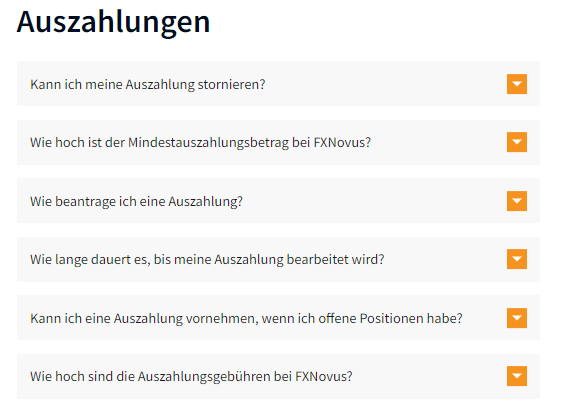  Alle erforderlichen Informationen finden Sie auf der FAQ-Seite von FXNovus.