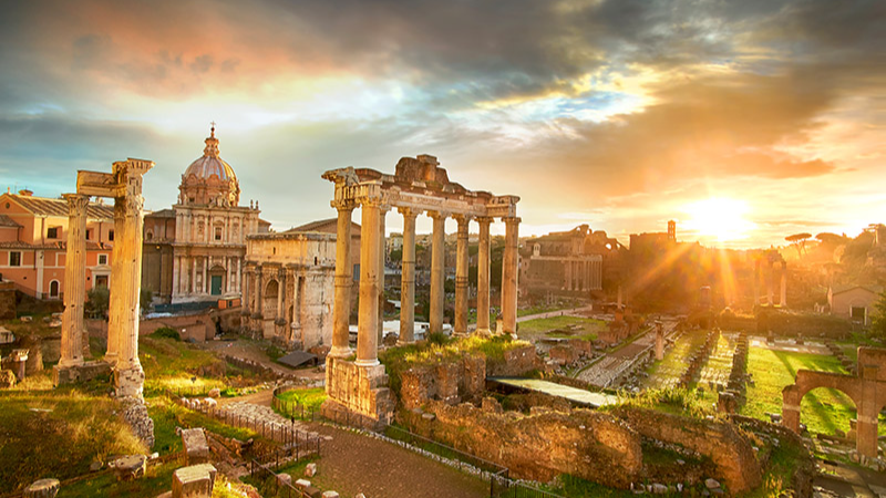 A ruins of Roman Forum with a dome and a dome on the top

Description automatically generated with medium confidence