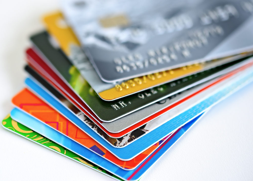 Pile of various kinds of credit cards