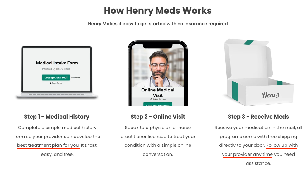 Screenshot of how Henry Meds works