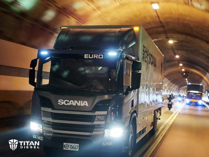 Scania truck in tunnel