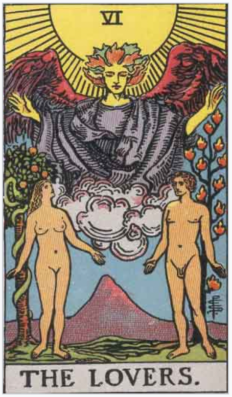 The Lovers Card from a Tarot Deck.