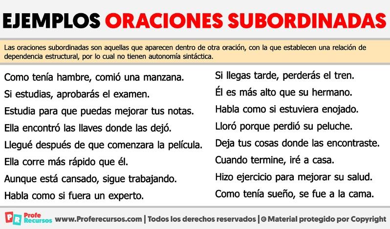 Ejemplos de Oraciones Subordinadas