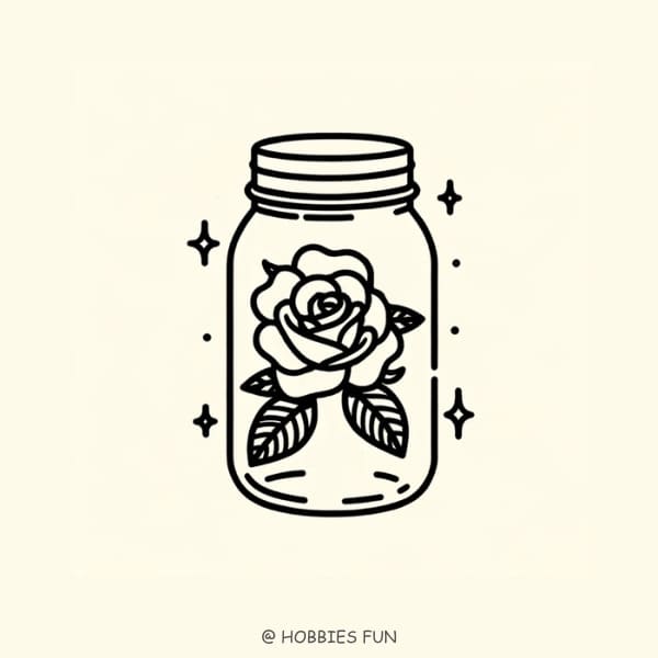 Cute Rose in Mason Jar Drawing
