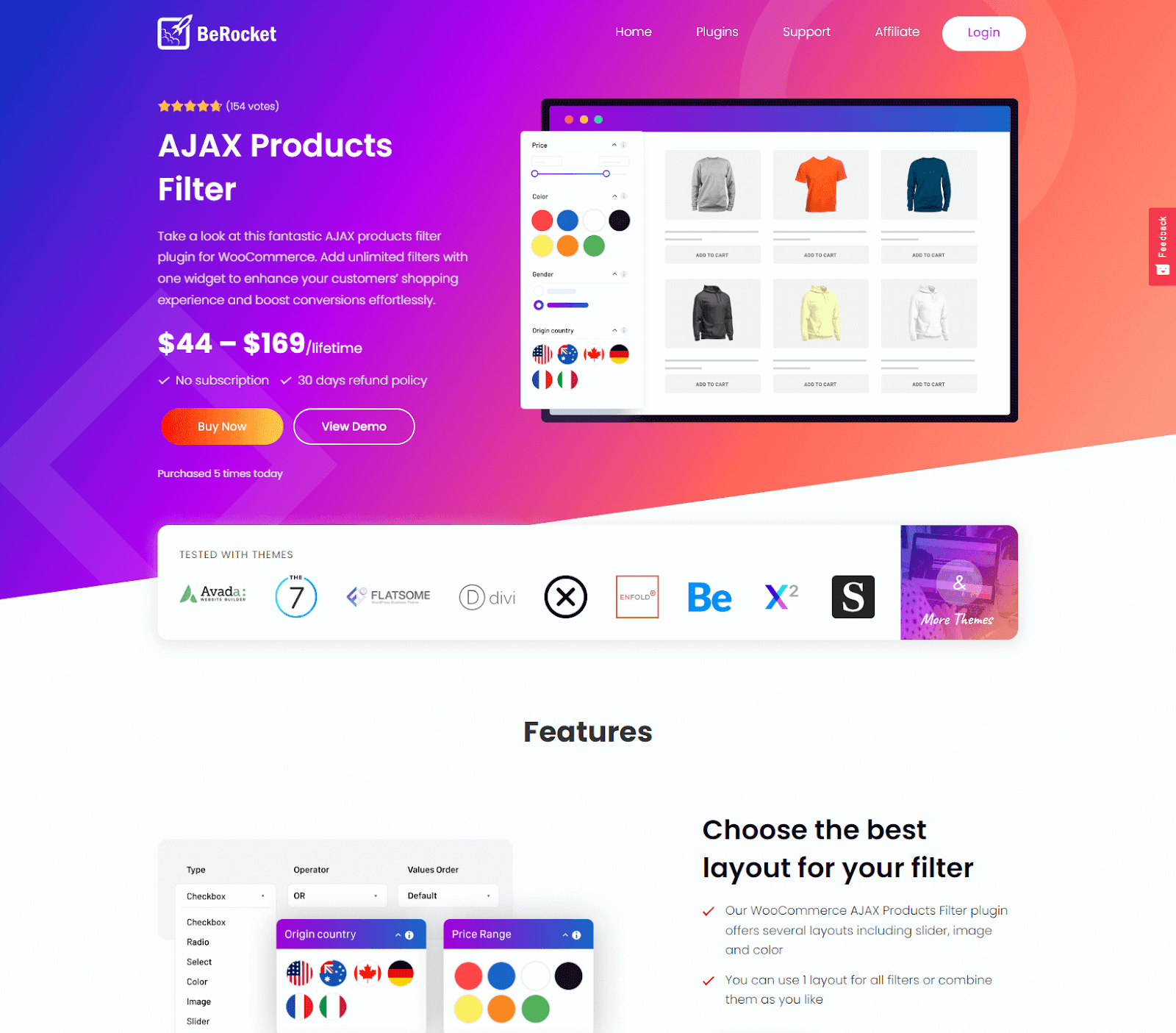 Advanced AJAX product filter page