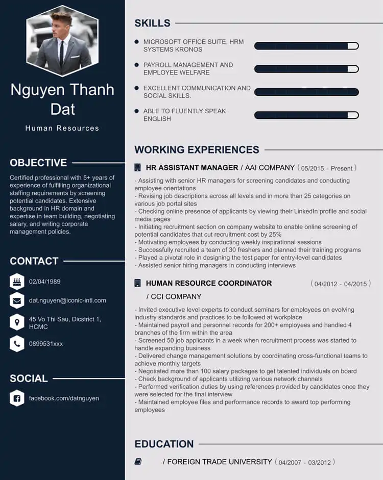 cv tiếng anh ngành nhân sự