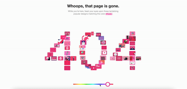 404 animation with images of different colors and designs