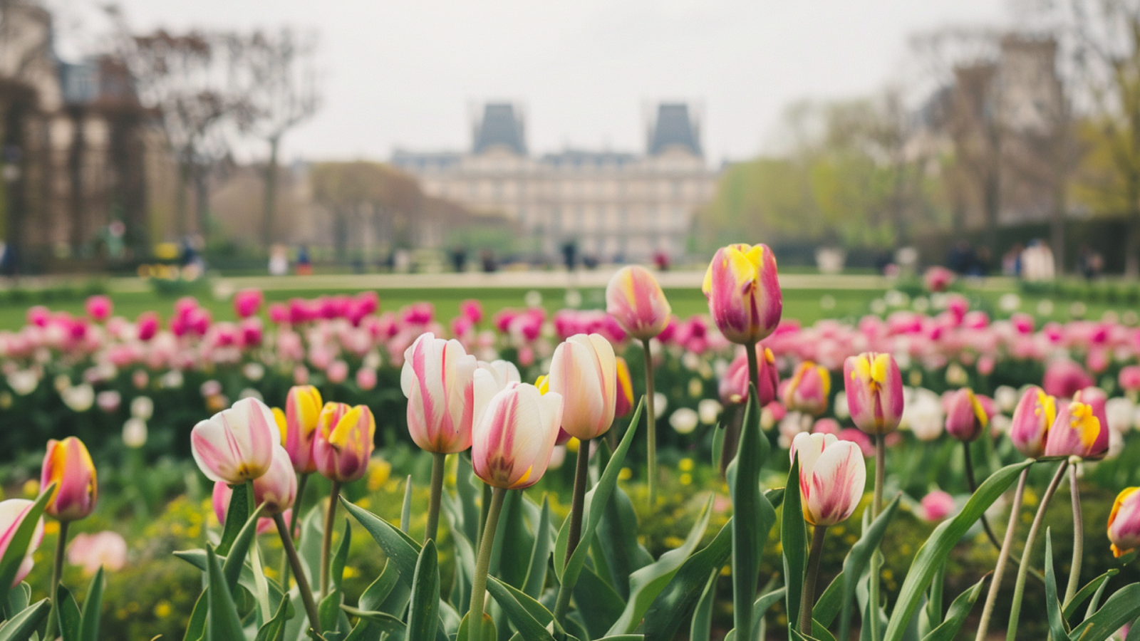 Flowers blooming on Tuileries Garden in Paris