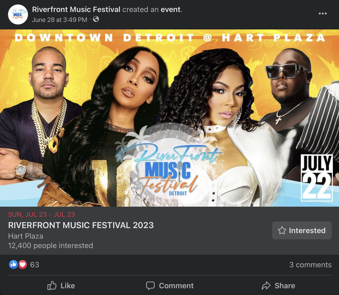 Facebook event ad music festival