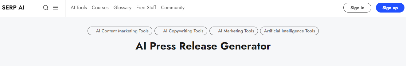 SERP.AI's AI Press Release Generator