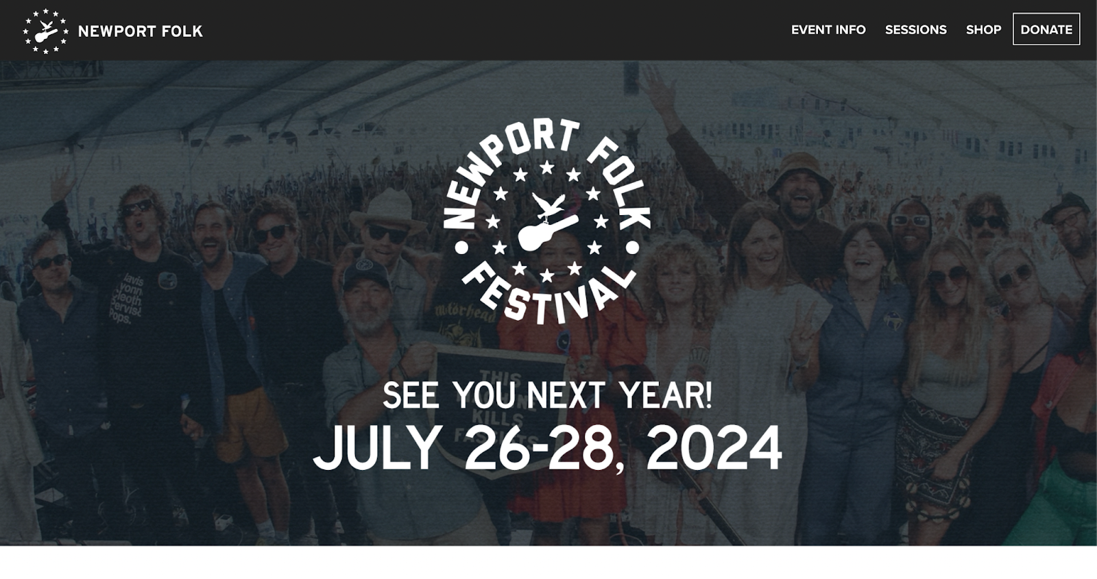 event website examples, new port folk festival