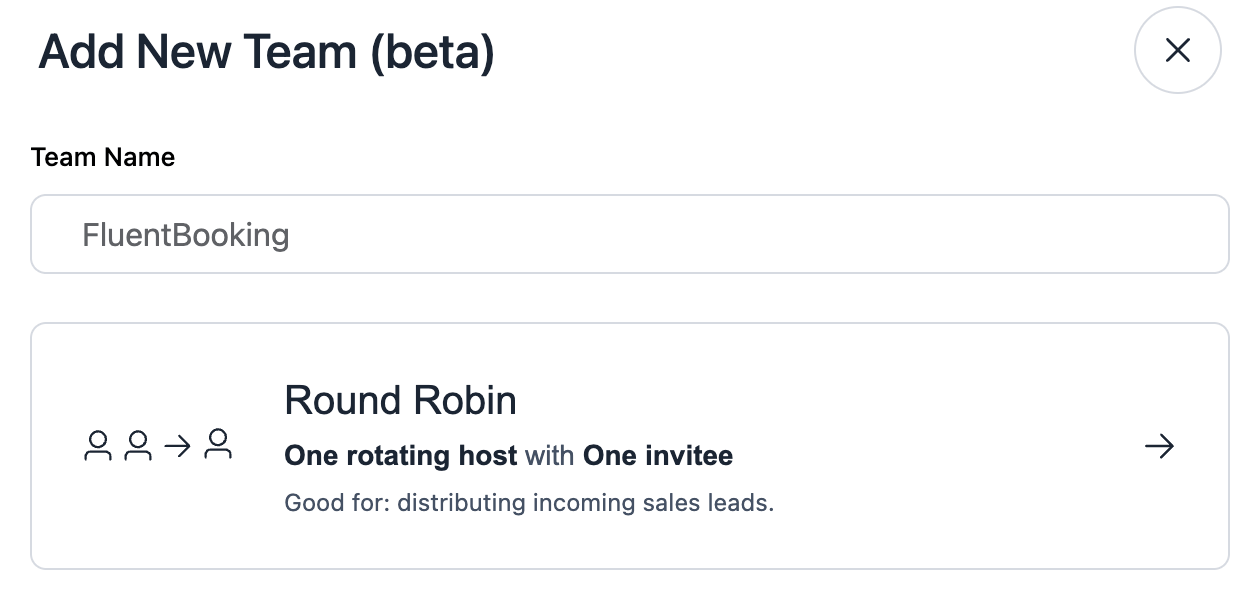 adding round robin meeting team in fluentbooking 2