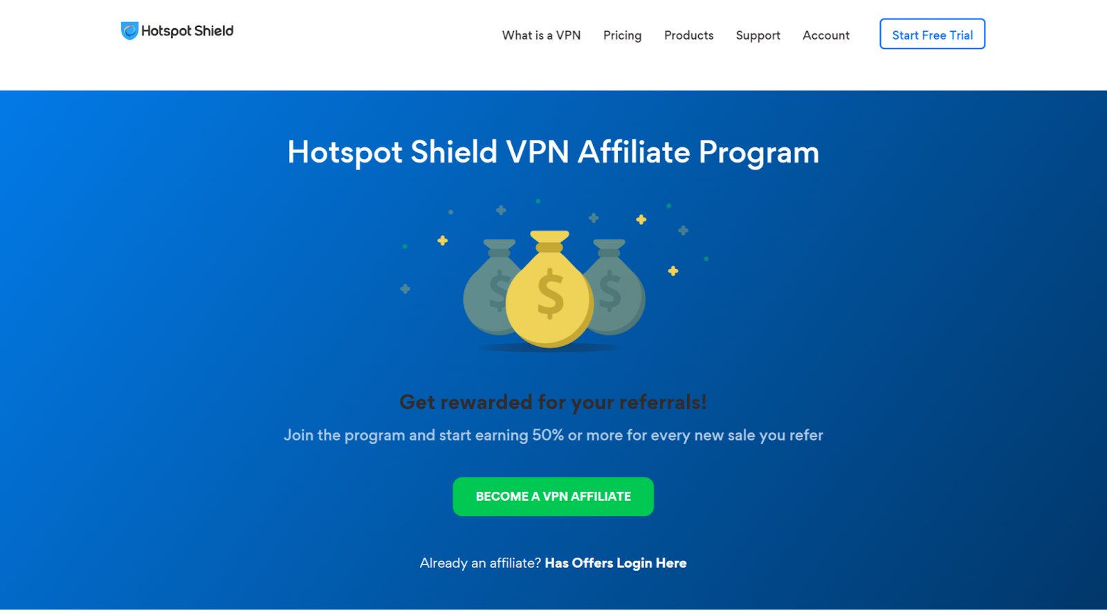 Hotspot Shield Affiliate Program home page