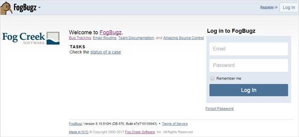 Login page Fogbugz