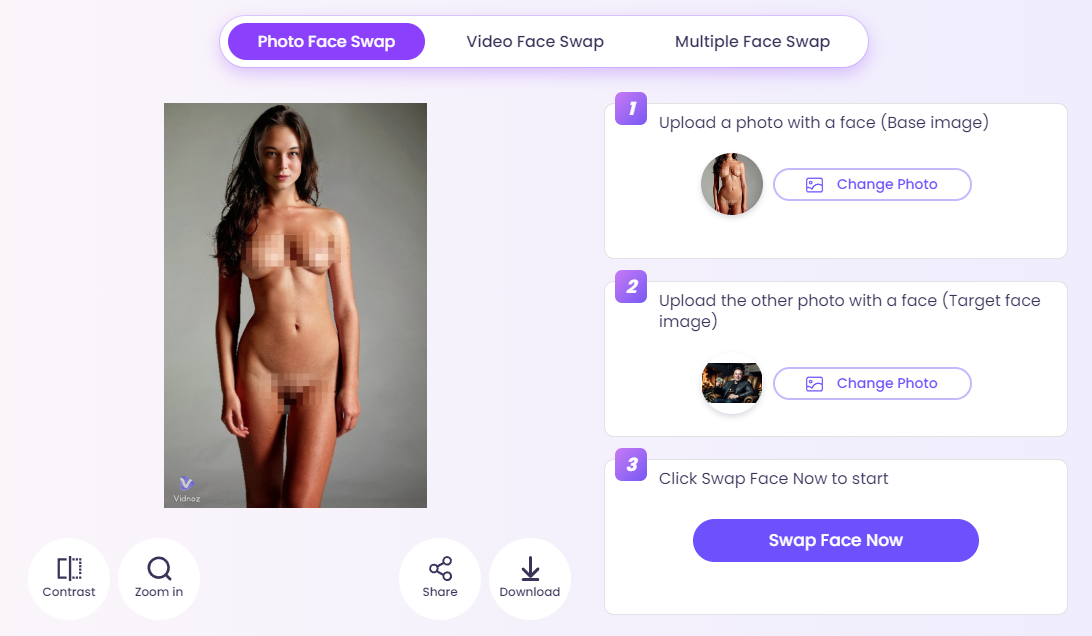 Vidnoz AI - Free NSFW AI Generator, Face Swap Tech Based