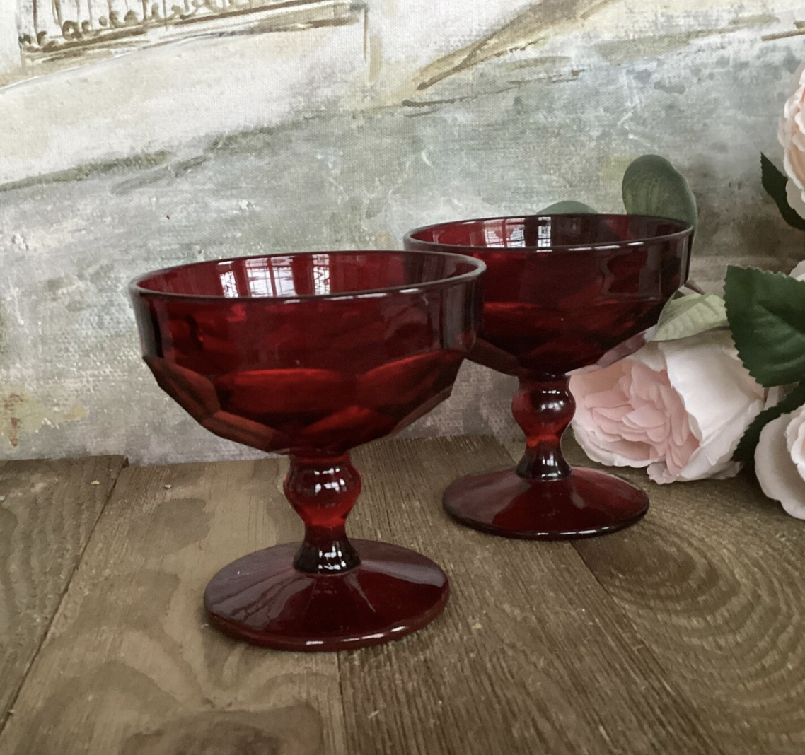 Vintage Georgian Ruby Champagne Coupes