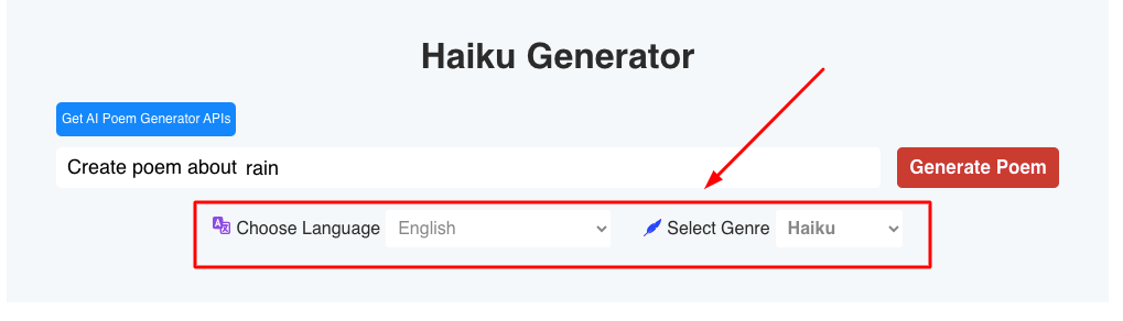 Haiku generator input
