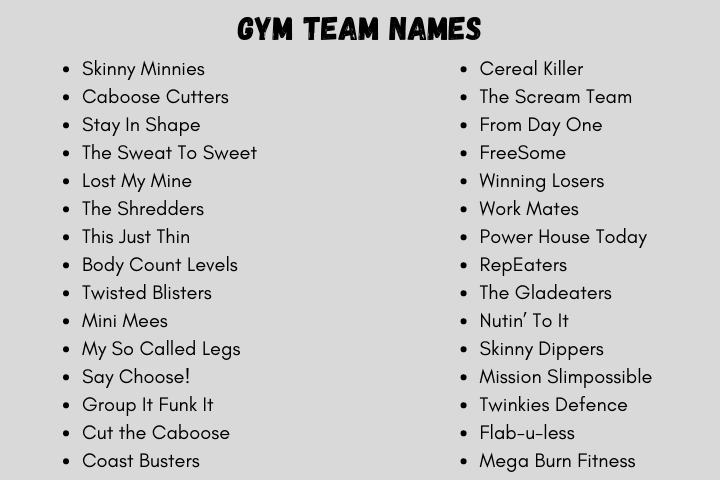 Gym Team Names