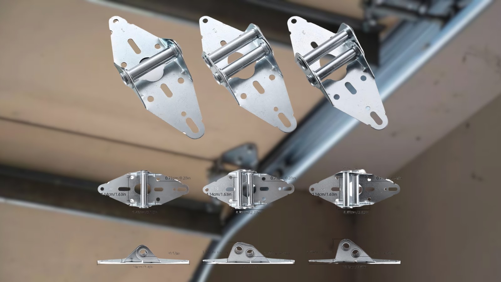 A set of garage door hinge door hinges