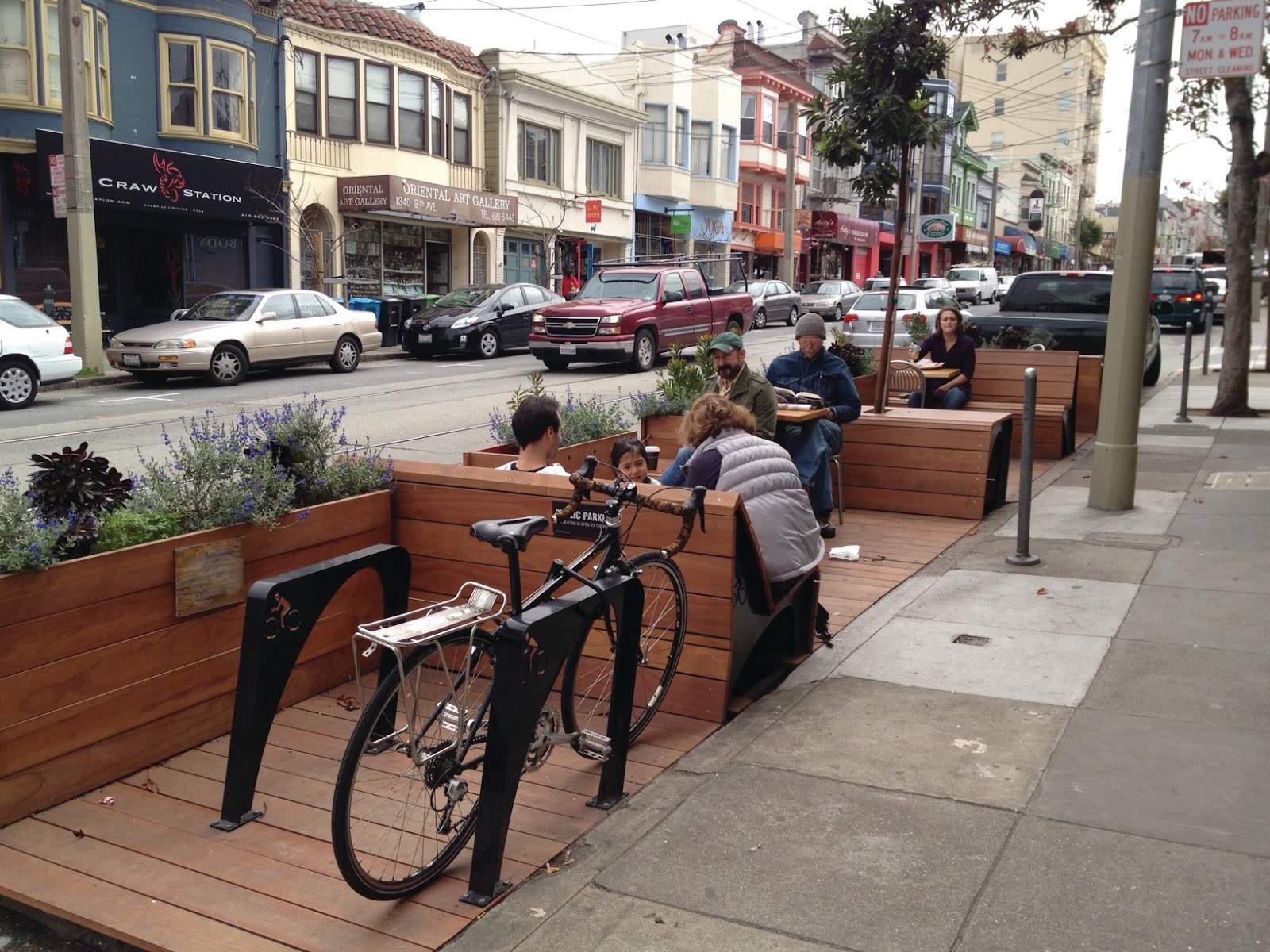 Street Furniture Planters at San Francisco Parklets, USA