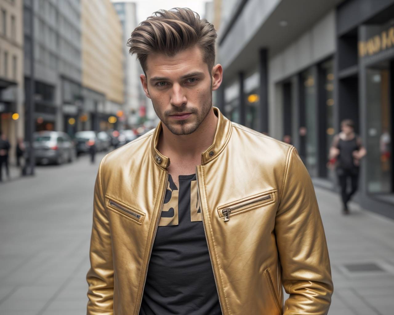 gold leather jacket