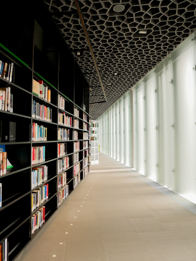 A library with light coming through frosted glass promoting user-centric design approach